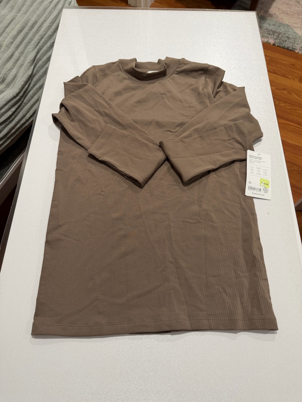 Athleta Ribbed Long Sleeve Crew Shirt in Taupe Brown